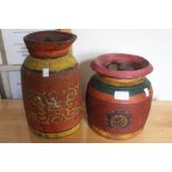 Two painted Indian wooden pots