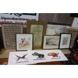 A selection of decorative pictures and prints, to include original artworks