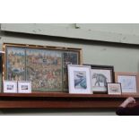 A selection of decorative prints, together with two signed photographs