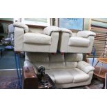 Three piece ivory upholstered suite