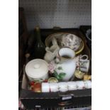 A box of domestic items various, in a variety of medium