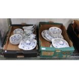 Two boxes of blue Nordic patterned tea and dinner wares