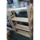 Two sets of softwood shelving