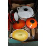 A selection of Continental cook ware, to include Le Creuset cast iron