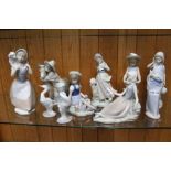 A collection of Lladro, Nao, Spanish porcelain