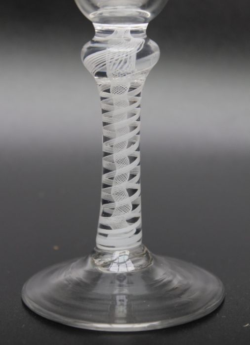 An 18th century opaque twist single knop glass, circa 1765 - Image 2 of 3