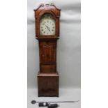 Oak & Mahogany cased 19th century longcase clok, eight day movement