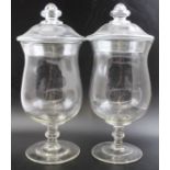 A pair of 18th century glass sweetmeat jars circa 1780