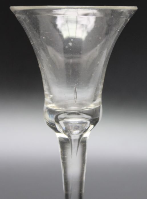 An 18th century bubble stem folded foot glass, circa 1740 - Image 3 of 3