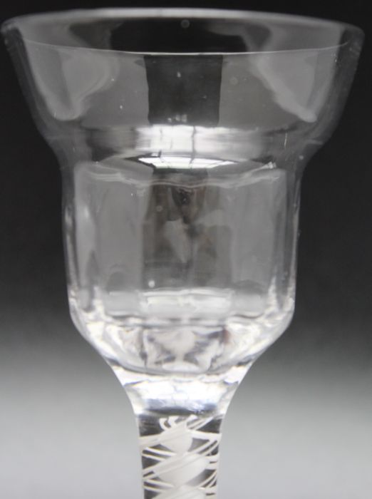 An 18th century opaque twist half moulded double ogee bowl glass, circa 1765 - Image 3 of 3