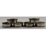 A set of six late Victorian silver napkin rings, fluted edges, Birmingham 1900, combined weight: 89g