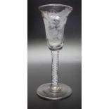 An 18th century opaque twist wheel glass engraved circa 1770