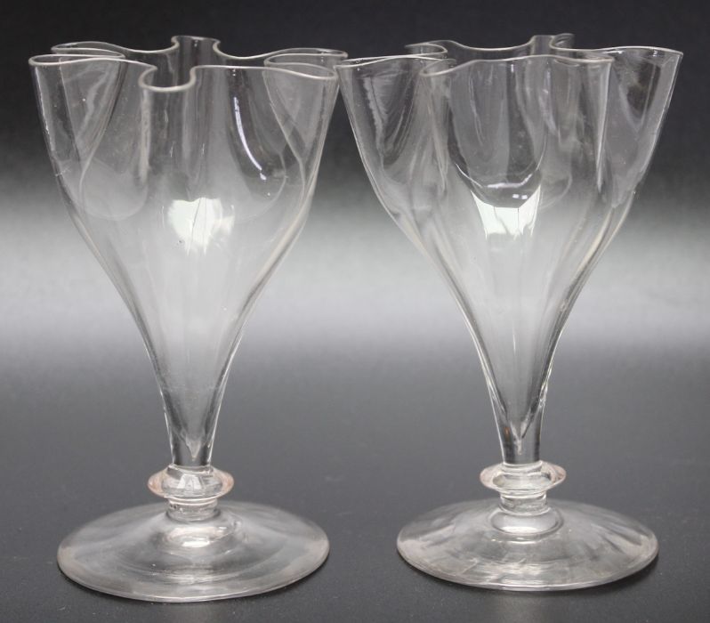 A pair of Victorian handkerchief vases glass, circa 1840