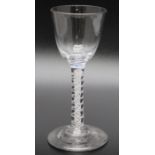 An 18th century opaque twist wine glass circa 1765