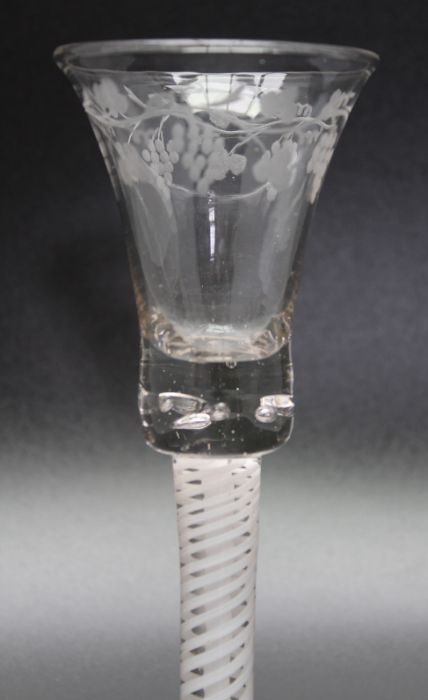 An 18th century engraved opaque twist glass, circa 1770 foot possibly reduced - Image 3 of 3