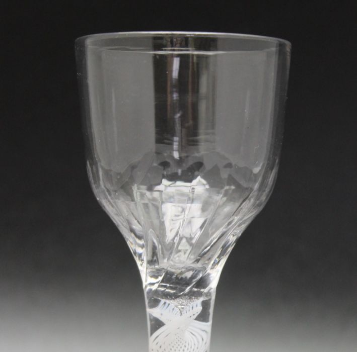 An 18th century opaque twist half moulded ogee bowl glass, circa 1765 - Image 3 of 3