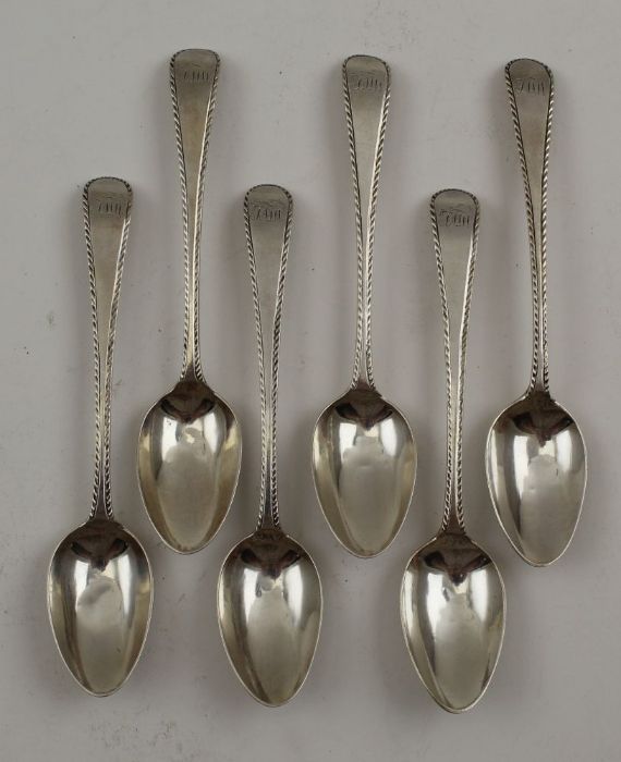Hester Bateman, a set of six George III coffee spoons , 82g