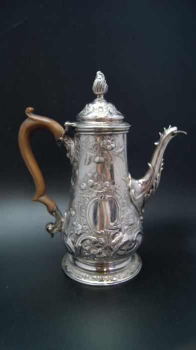 Jacob Marsh, an early George III silver coffee pot, embossed decoration, - Image 2 of 8