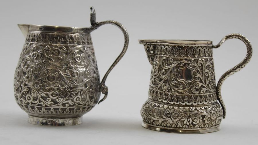 Two Indian Kutch silver cream jugs, c.1890, 201g - Image 10 of 12