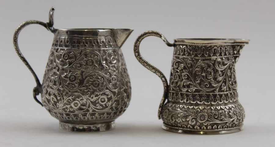 Two Indian Kutch silver cream jugs, c.1890, 201g - Image 5 of 12