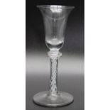 An 18th century single knop opaque twist glass, circa 1770