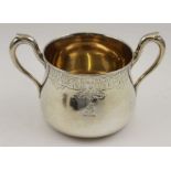 John Samuel Hunt, a Victorian silver porringer, London 1864, 324g