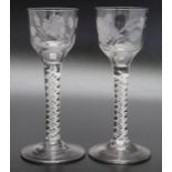A pair of Jacobite opaque twist provenance "The Wakely Collection' glass circa 1770