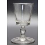 An 18th century bucket bowl wine glass balustroid stem with folded foot circa 1745