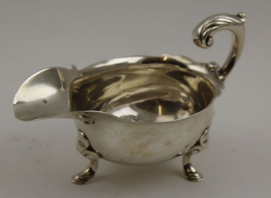 John Barbe, a George II silver sauce boat, London 1745, 230g