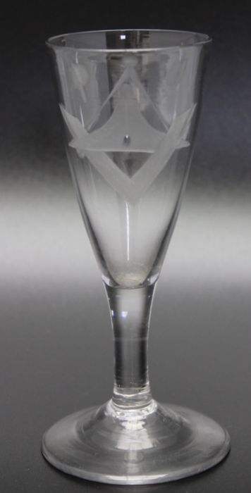 An 18th century plain stem Masonic Ale glass, circa 1770