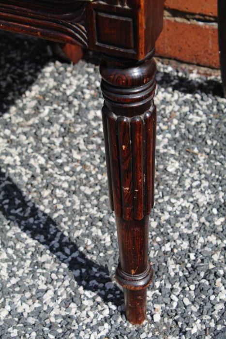 A set of four William IV simulated rosewood single dining chairs, pierced backs, on turned & fluted - Image 3 of 5