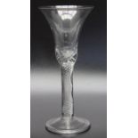 An 18th century mercury air twist glass, folded foot circa 1745