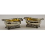 R Emes & E Barnard, a Pair of Georgian silver trencher salts, London 1820, 240g