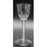 An 18th century opaque twist wine glass funnel bowl circa 1765