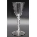 18th century opaque twist single series glass with central gauze circa 1760