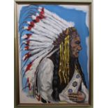 An Indian Chief painting by John Woolley 1971