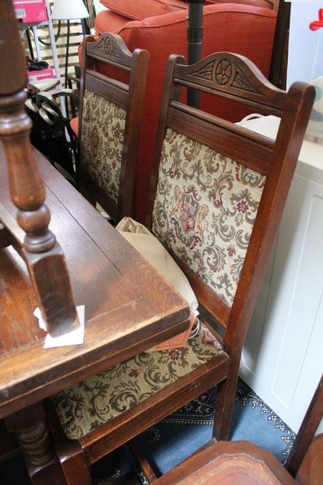 Six 'Old Charm' dining chairs, with upholstered back and seat pads, four singles, two carvers - Image 2 of 6