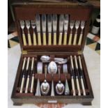 A canteen of silver plated bone handled cutlery
