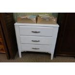 A later painted Lebus three drawer chest