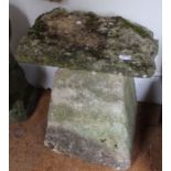 A small square formed two piece staddle style garden ornament