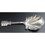 Francis Clark, A Victorian silver tea caddy spoon, having scallop design bowl, Birmingham 1845, 8.7g