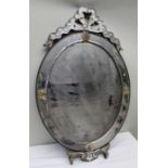 An Antique Venetian design oval plated wall mirror, 73cm