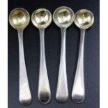 Two pairs of George III matching beaded edge salt spoons, one pair by Charles Hougham,