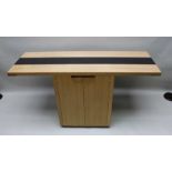 A late 20th century Conran design 'Stripe' console table, oak with insert slate top over cupboard do