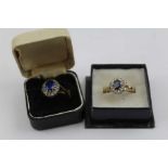 A 9ct gold sapphire and diamond ring, together with one other 9ct gold dress ring (2)