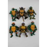 A collection of six late 20th century "Teenage Mutant Ninja Turtles"
