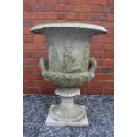 A 19th century cast iron Borghese design urn
