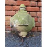 A carved limestone finial, ball form, approximately 45cm