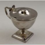 Robert & David Hennell, a George III silver mustard, with blue glass liner, London 1800, 166g