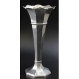 Henry Matthews, an early 20th century silver posy vase, tapering octagonal form on platform base, 16